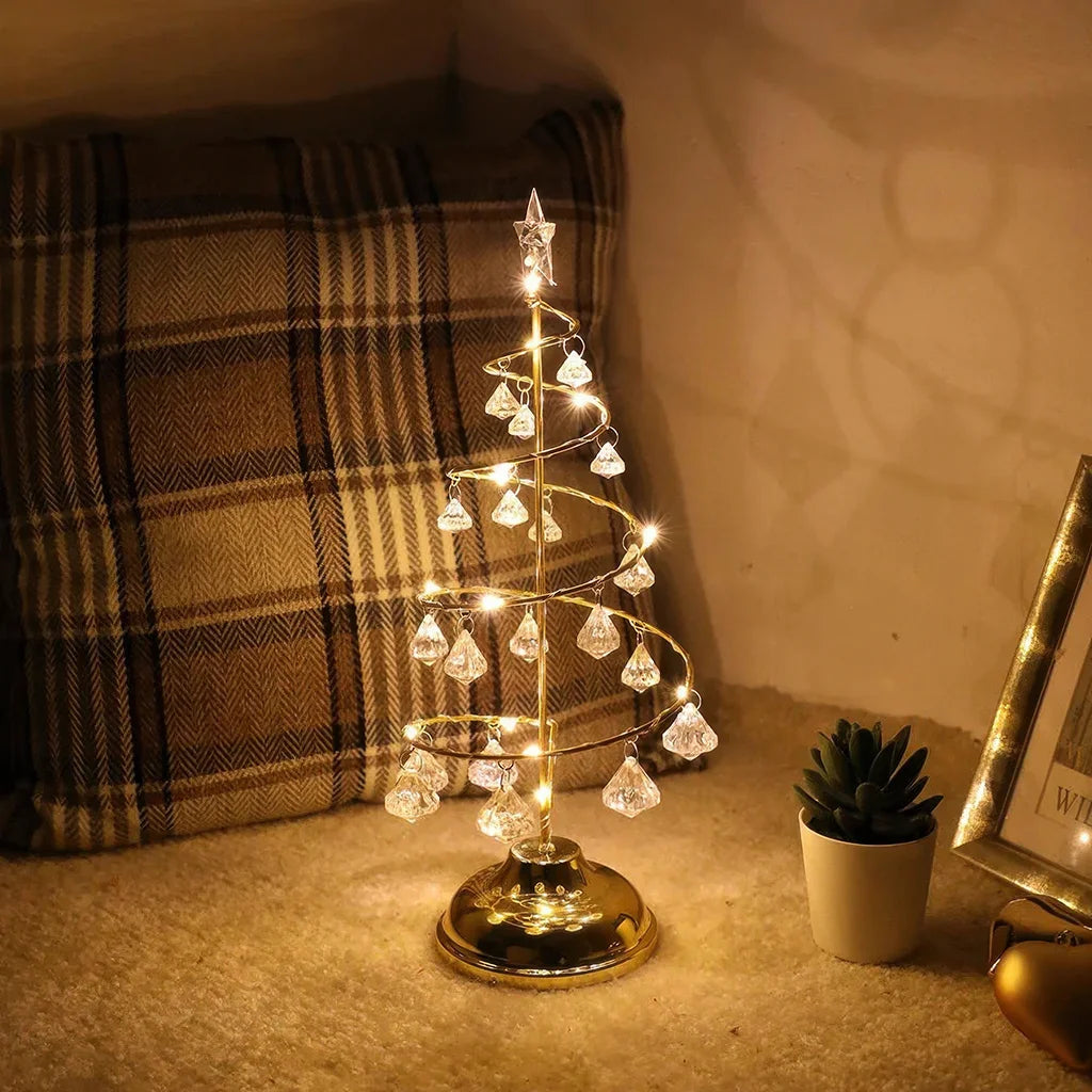 Crystal Tree Table Lamp with Warm White LED Lights
