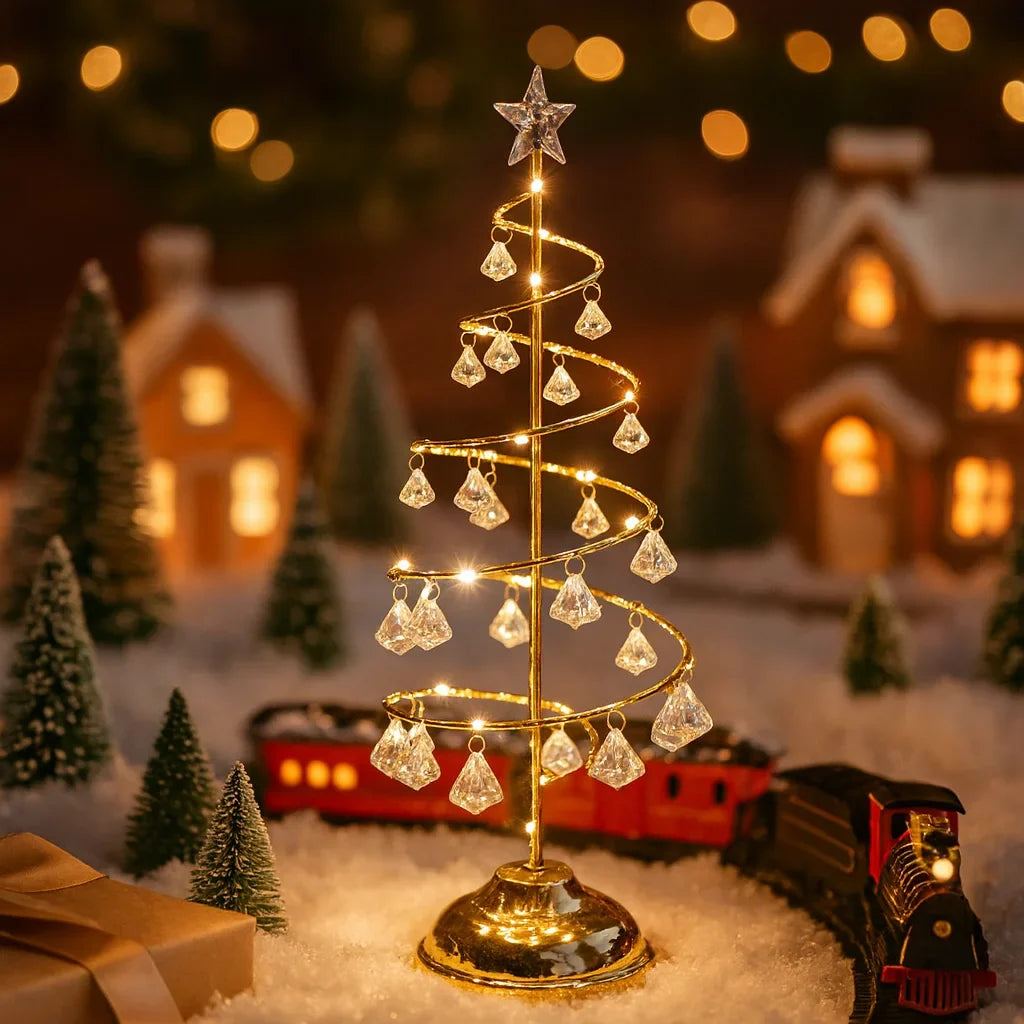 Crystal Tree Table Lamp with Warm White LED Lights