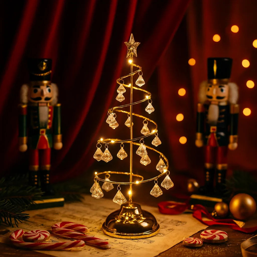 Crystal Tree Table Lamp with Warm White LED Lights