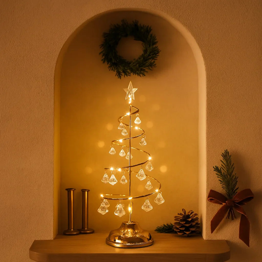 Crystal Tree Table Lamp with Warm White LED Lights