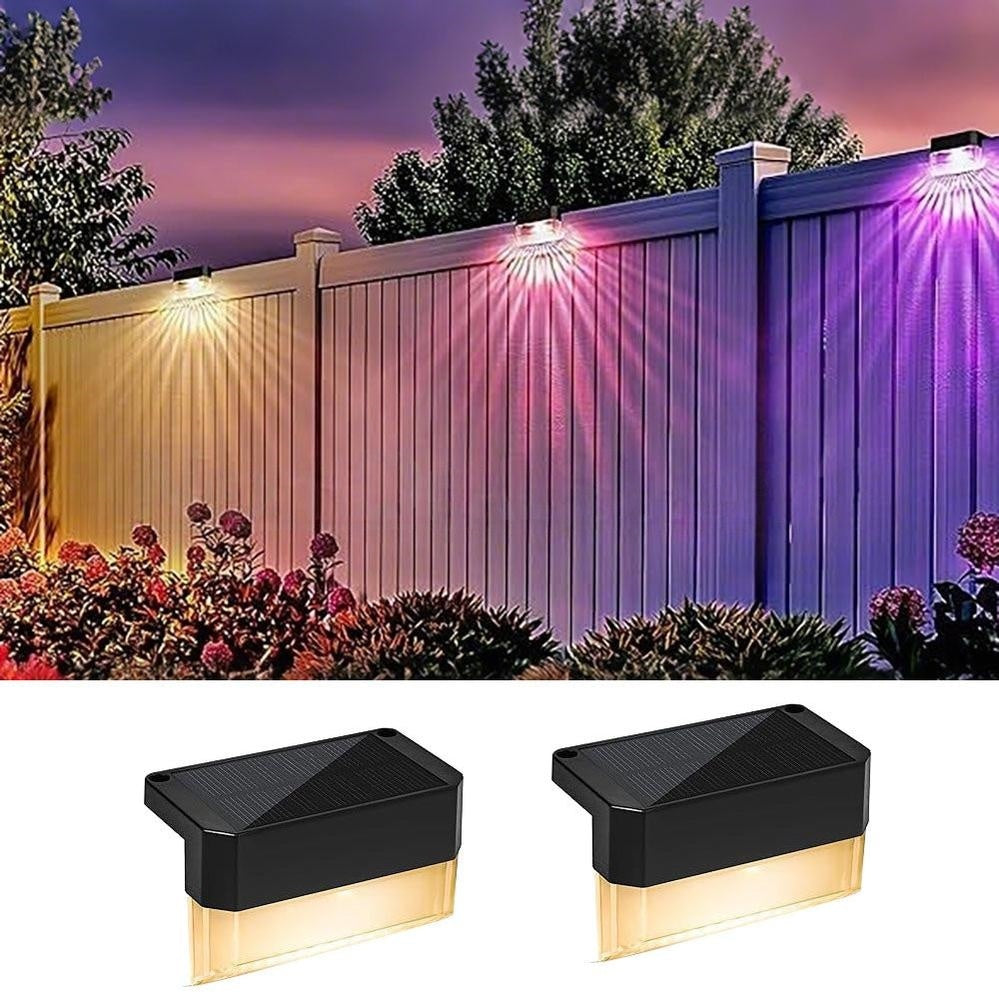 Dazzling Solar Powered 2 Mode LED Fence Light - 2 Pack, Waterproof Outdoor Patio Wall Garden Lighting