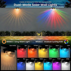 Dazzling Solar Powered 2 Mode LED Fence Light - 2 Pack, Waterproof Outdoor Patio Wall Garden Lighting