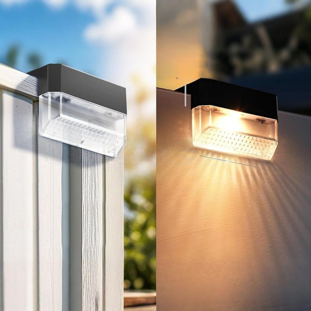 Dazzling Solar Powered 2 Mode LED Fence Light - 2 Pack, Waterproof Outdoor Patio Wall Garden Lighting