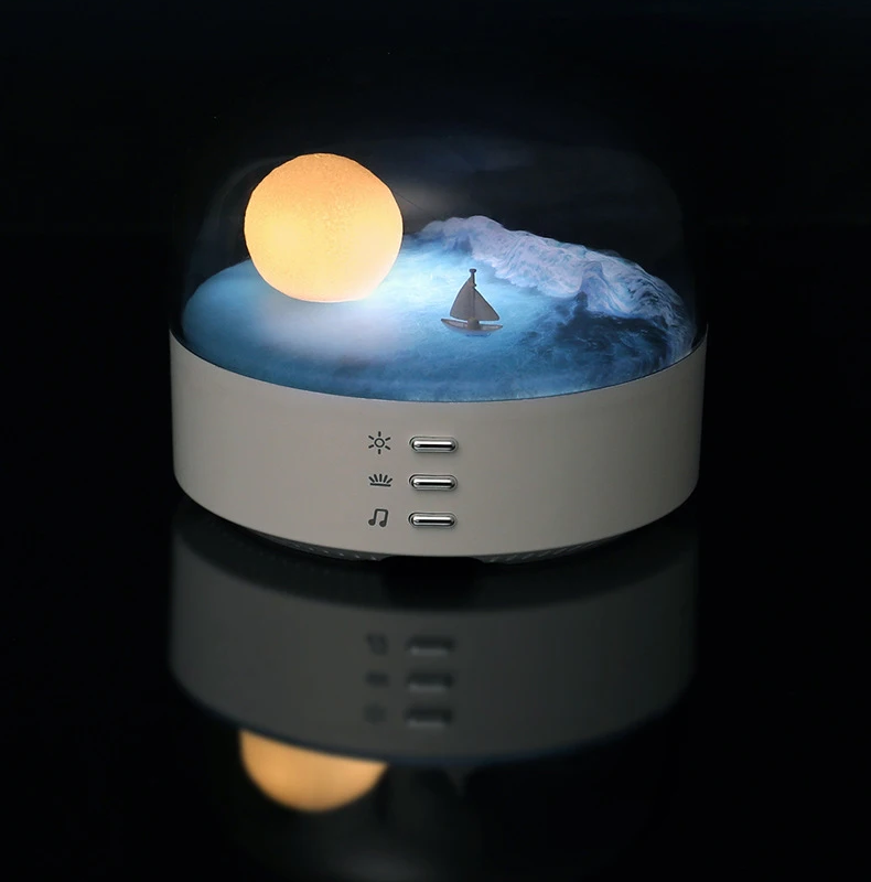Bluetooth Music Box Portable Speaker – High Quality Sound Effects Wireless Mini Bluetooth Speaker with Ambient Light Strip and Soft Dimming Glow