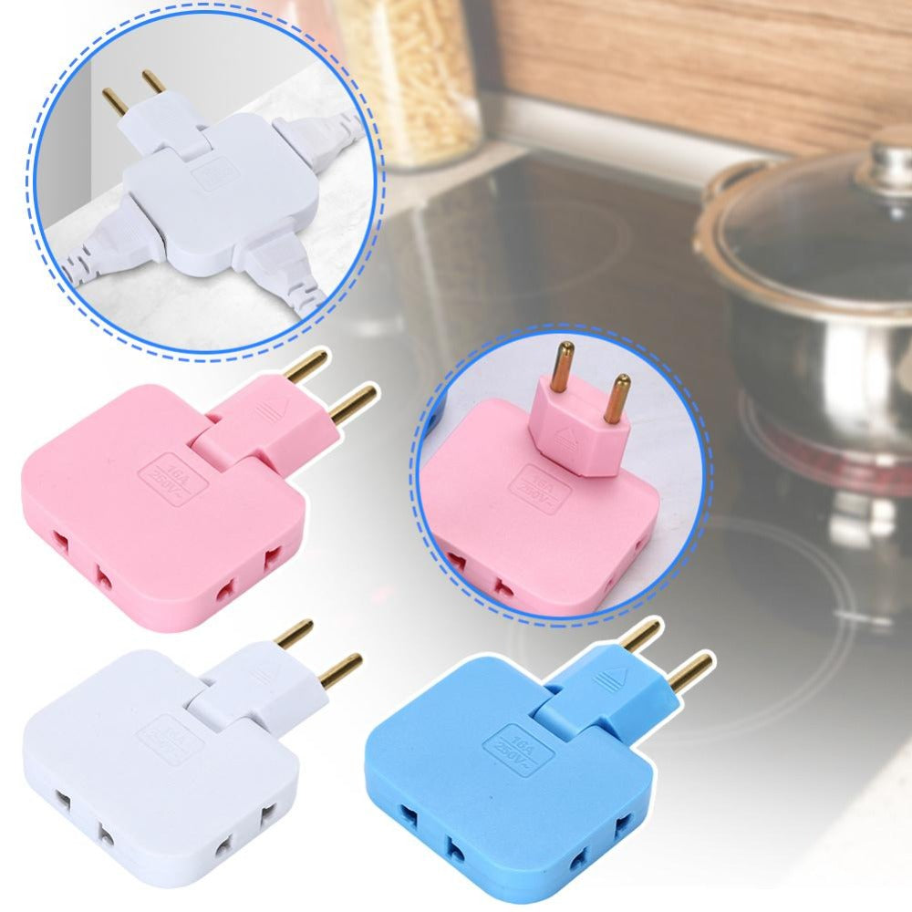 Rotating Multi Plug Socket Adapter – 3 In 1 180° Wireless EU Converter Electrical Extension Power Outlet Solution.