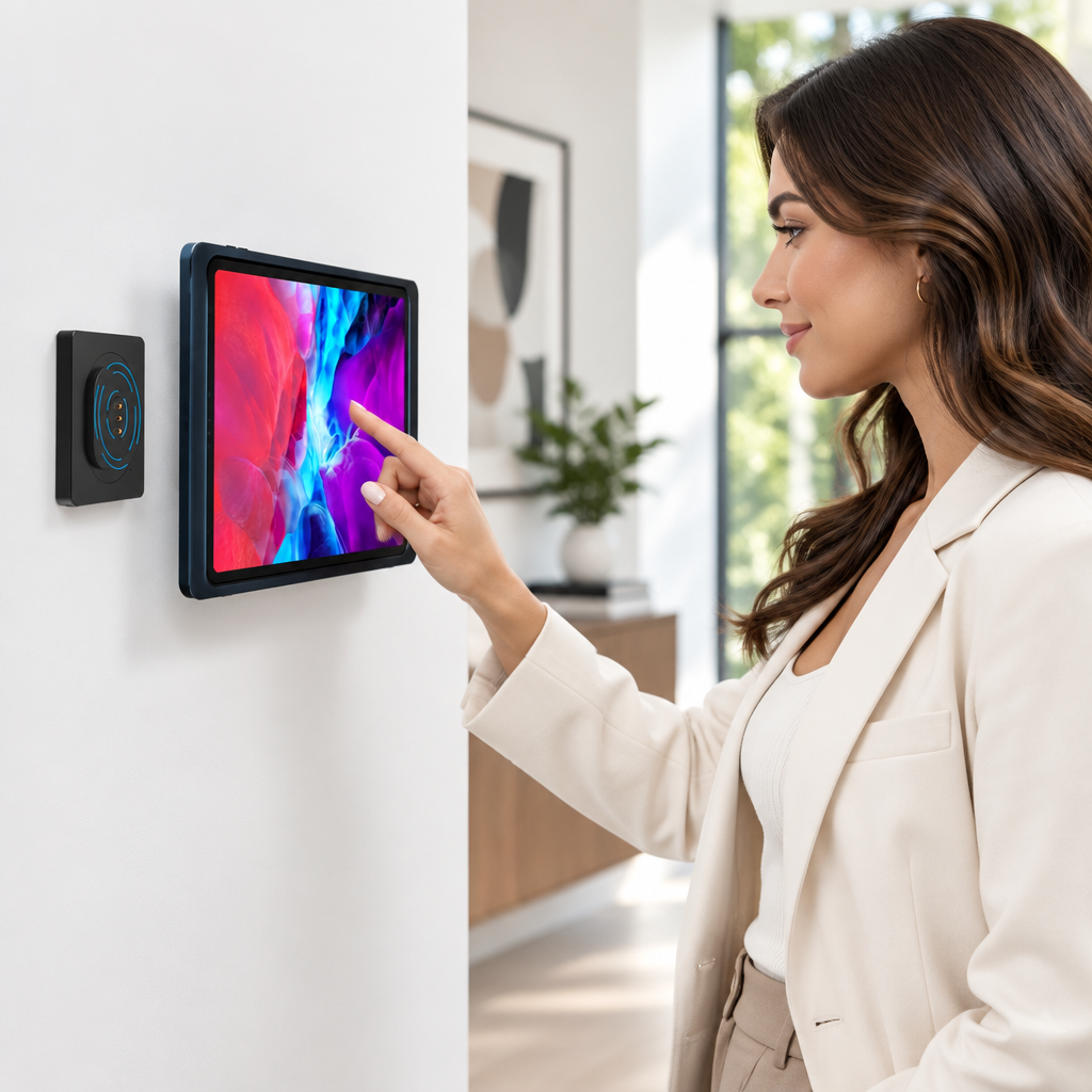 Magnetic Wall Tablet Holder – USB-C Wireless Charging Dock and Smart Home Control Panel Mount for Android Tablets and iPad Displays