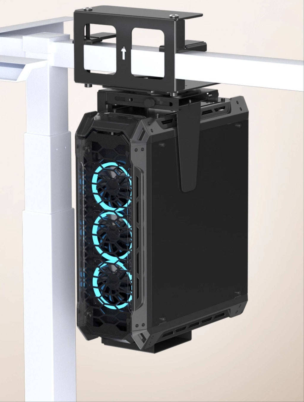 Adjustable Under-Desk CPU Holder – Clamp or Side-Mount Computer Tower Bracket for Standing Desks, Space Saving and Organized Workstations