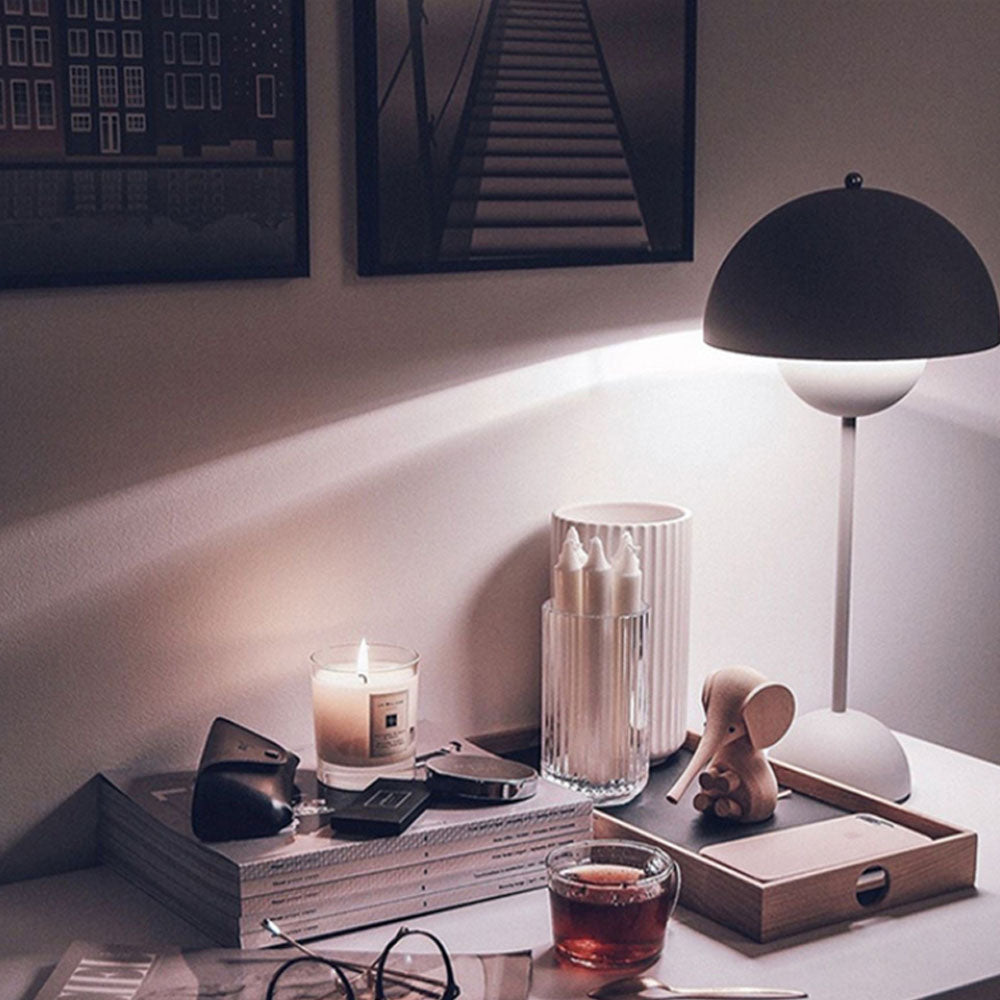Creative Bedroom Minimalist Mushroom Shaped LED Table Lamp – Bedside Study Office Desk Light with Modern Flower Bud Design for Kids Room Decor