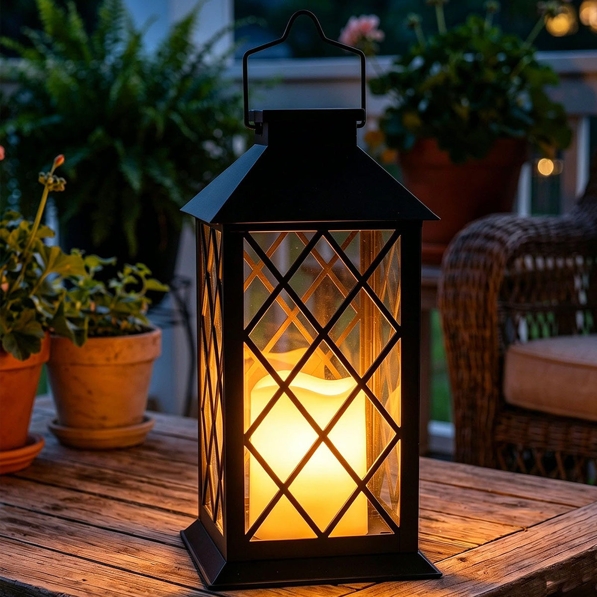 Vintage Solar Flickering Flame Lantern