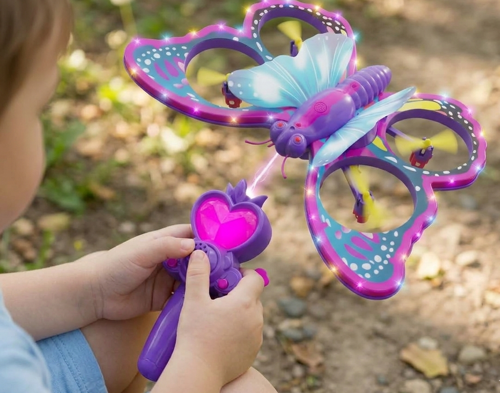 Butterfly Remote Control Mini Drone Toy – 2.4GHz RC Glitter Quadcopter with Gravity Sensor, Glitter Flying Toy for Kids, Fun Indoor Outdoor Children Gift
