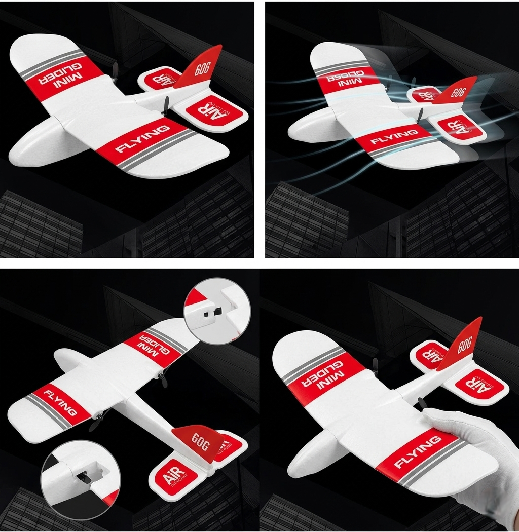 Foam Fixed Wing Mini RC Glider Airplane – Remote Control KF606 Aircraft Toy with Hand Launch Design for Outdoor Flying Fun