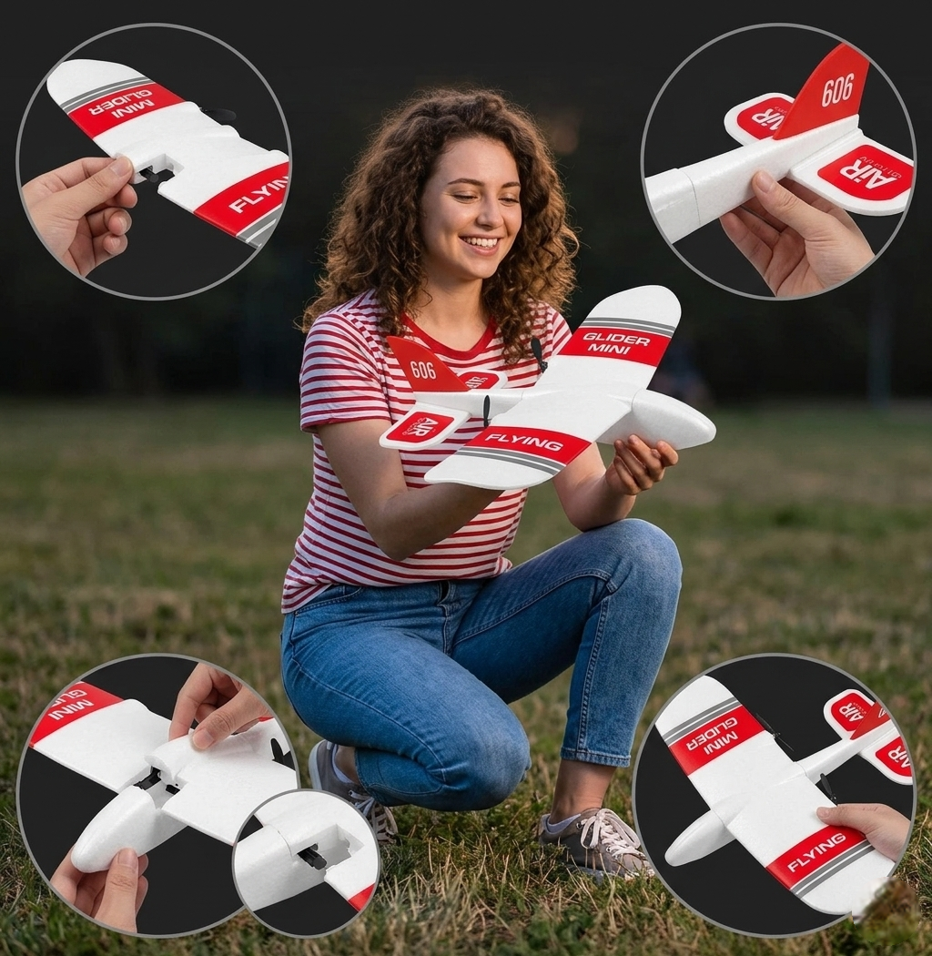 Foam Fixed Wing Mini RC Glider Airplane – Remote Control KF606 Aircraft Toy with Hand Launch Design for Outdoor Flying Fun