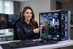 ARGB GPU Support Bracket – Vertical Graphics Card Holder with Temperature Display, Mirror Lighting and 5V 3-Pin Desktop PC Connection