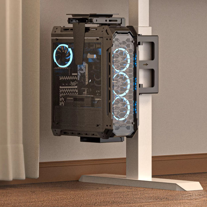Adjustable Under-Desk CPU Holder – Clamp or Side-Mount Computer Tower Bracket for Standing Desks, Space Saving and Organized Workstations