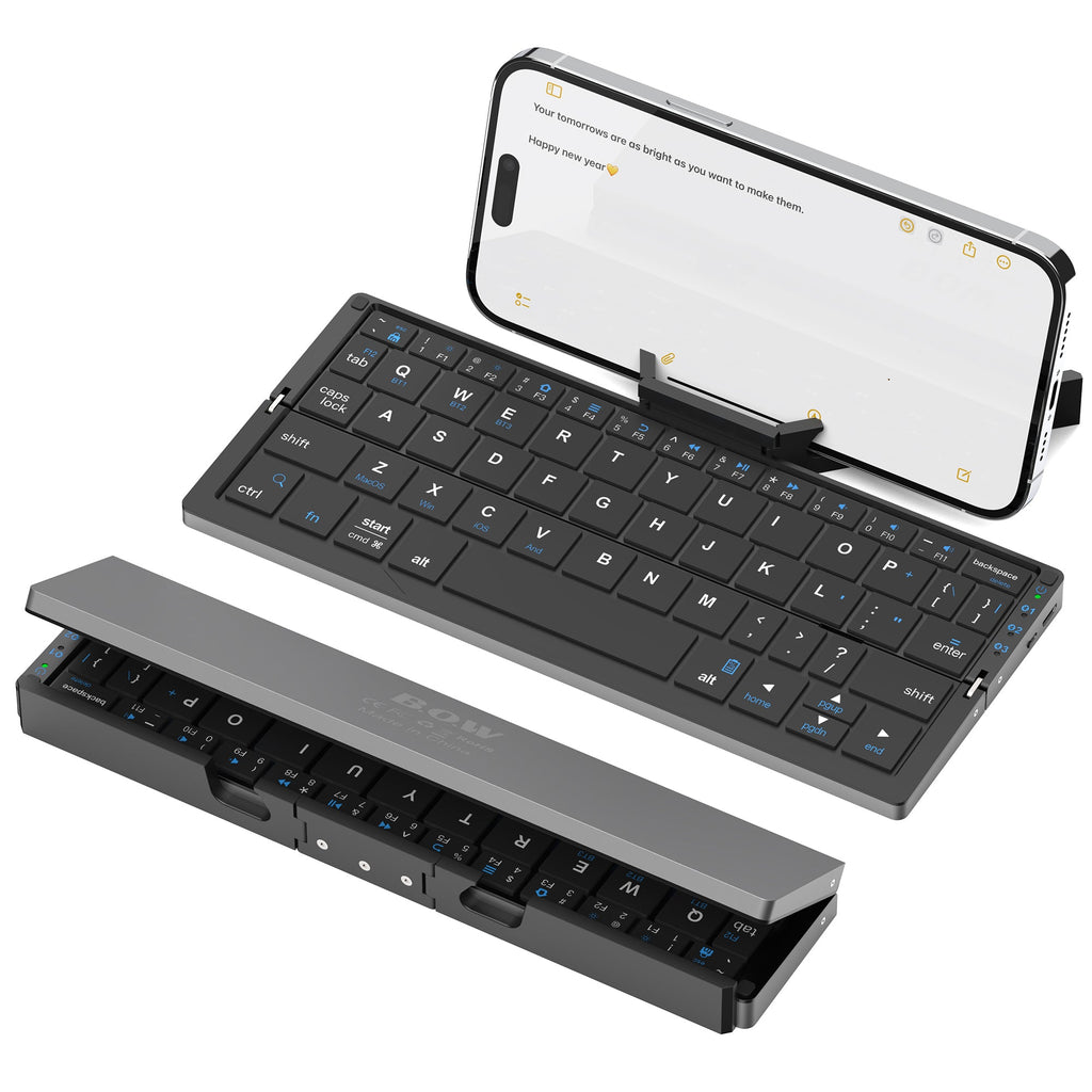 Foldable Bluetooth Keyboard - Portable Rechargeable Wireless Keyboard for Laptop Tablet and Phone, Compact Travel Typing Tool