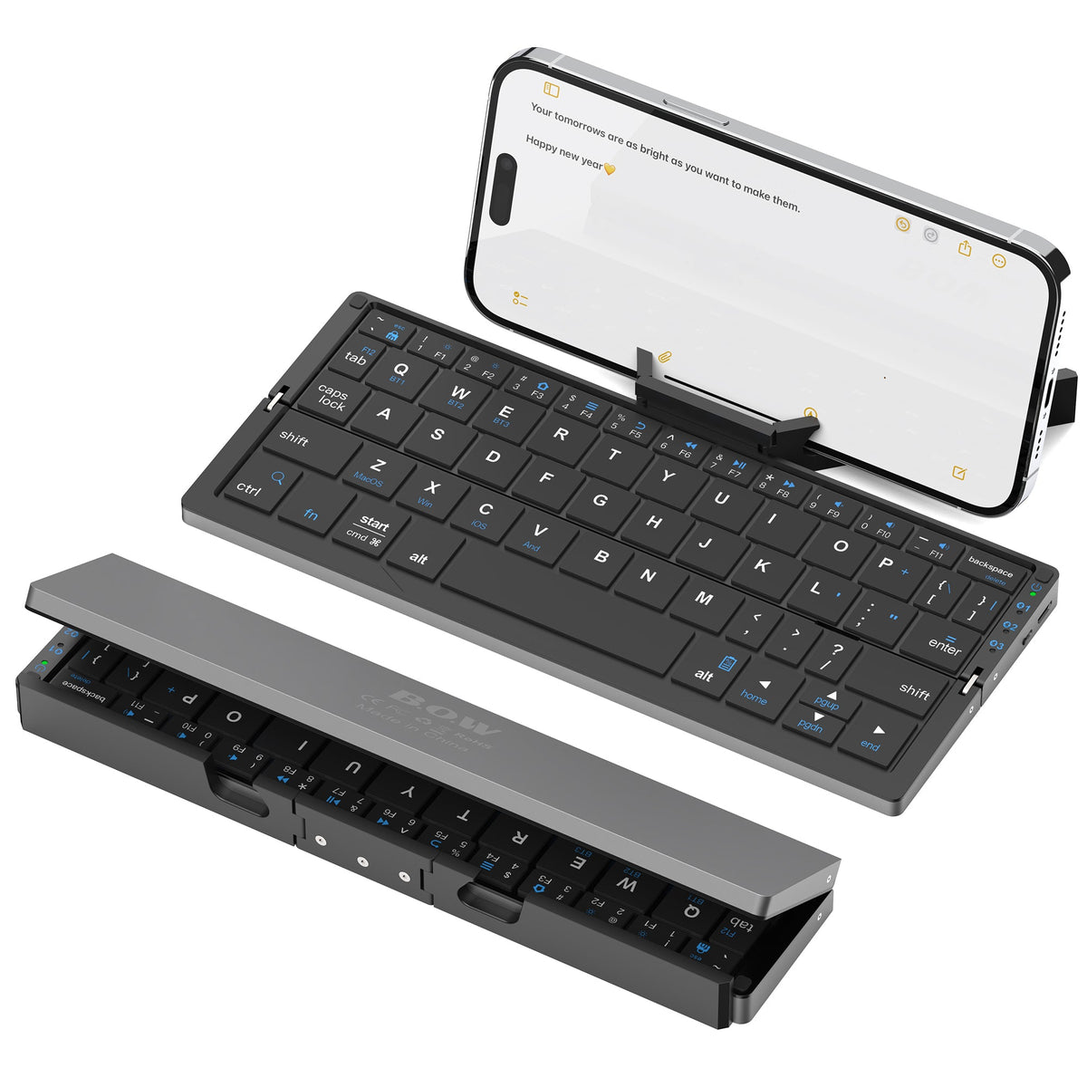 Foldable Bluetooth Keyboard - Portable Rechargeable Wireless Keyboard for Laptop Tablet and Phone, Compact Travel Typing Tool
