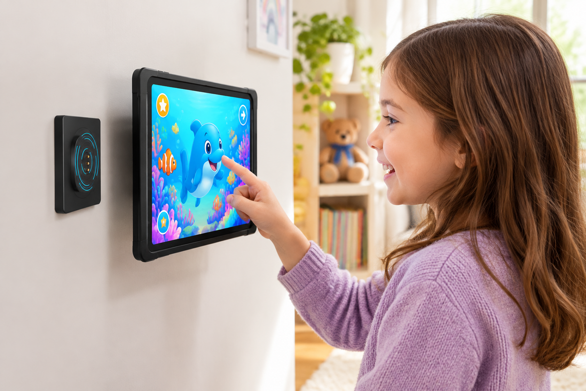 Magnetic Wall Tablet Holder – USB-C Wireless Charging Dock and Smart Home Control Panel Mount for Android Tablets and iPad Displays