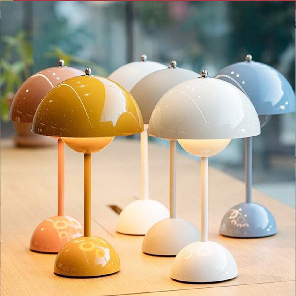 Creative Bedroom Minimalist Mushroom Shaped LED Table Lamp – Bedside Study Office Desk Light with Modern Flower Bud Design for Kids Room Decor