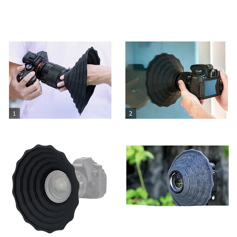Silicone Camera Lens Hood - Anti Reflective Foldable Lens Shade for DSLR Cameras, Compatible with Multiple Lens Sizes