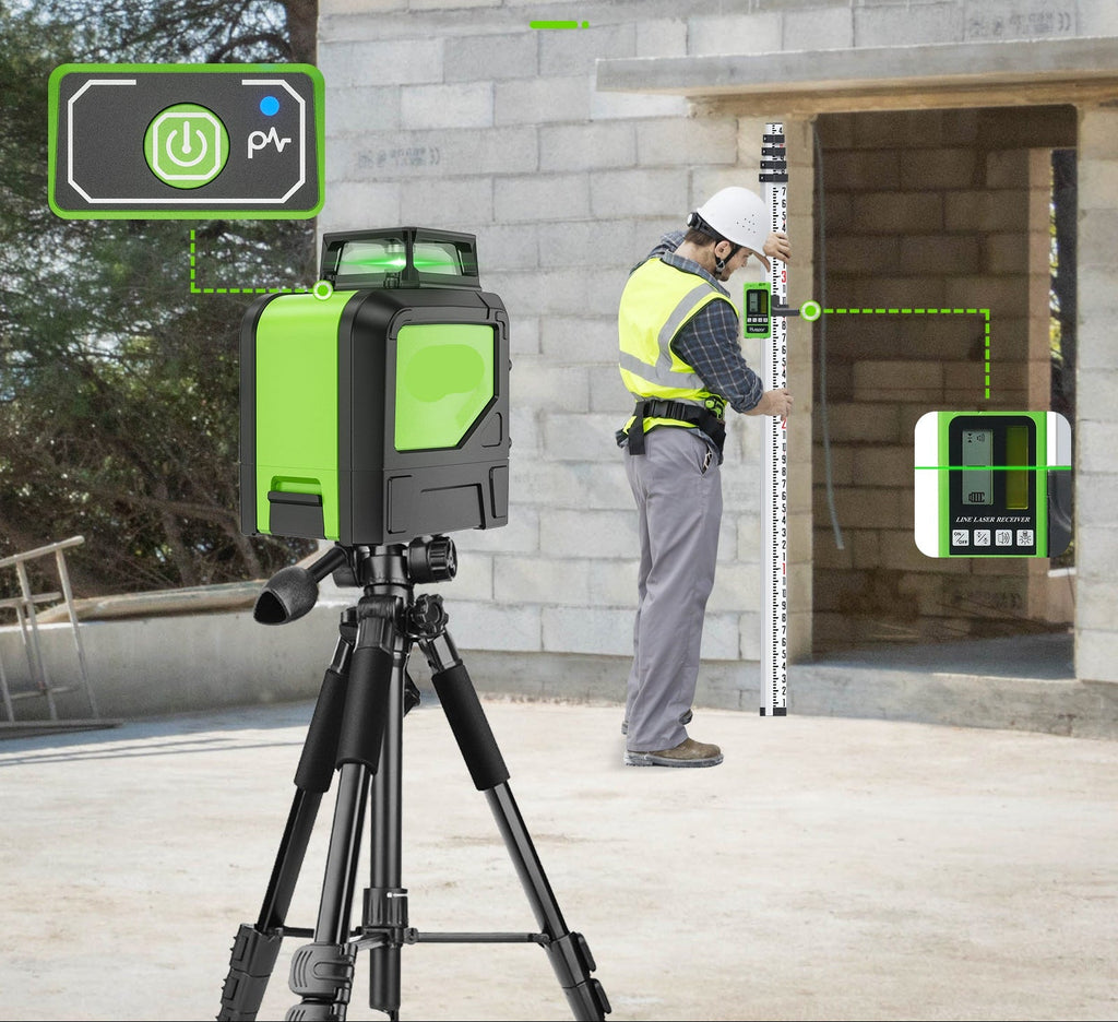 5 Line Laser Level Tool - Self Leveling Cross Line Laser with Red and Green Beam, Professional Measuring Tool for Construction and DIY Projects