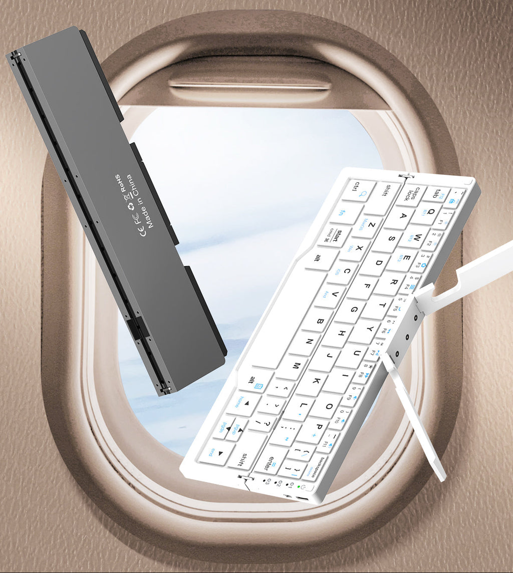 Foldable Bluetooth Keyboard - Portable Rechargeable Wireless Keyboard for Laptop Tablet and Phone, Compact Travel Typing Tool