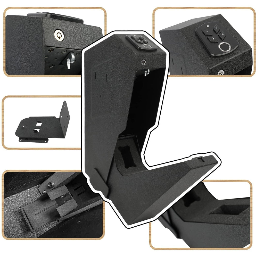 Fingerprint Gun Safe Box – 3-in-1 Anti-Theft Pistol Lock Box with Password, Key Access & Portable Security Protection