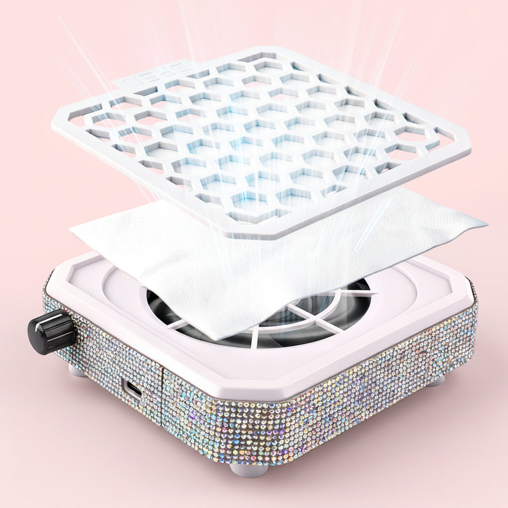 Professional Nail Dust Collector – Powerful Vacuum Fan with Filter Pad and Stepless Speed Control for Clean Nail Workstations