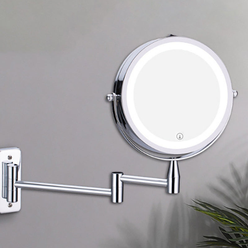 LED Lighted Folding Bathroom Mirror – Wall-Mounted 10X Magnification Touch Dimming Makeup Mirror with Dual-Sided Viewing
