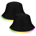 LED Light-Up Duo Bucket Hat Set – Unisex Black & Neon LED Caps for Night Events, Festivals, Concerts or Party Statement Wear