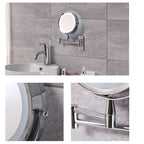 LED Lighted Folding Bathroom Mirror – Wall-Mounted 10X Magnification Touch Dimming Makeup Mirror with Dual-Sided Viewing