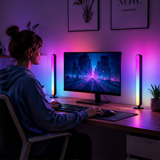 RGB Music Rhythm Light Bar - USB Rechargeable Audio Pickup Lamp for Desktop Gaming Decoration and Modern Ambient Lighting