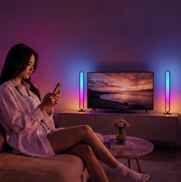RGB Music Rhythm Light Bar - USB Rechargeable Audio Pickup Lamp for Desktop Gaming Decoration and Modern Ambient Lighting