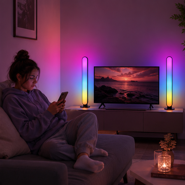 RGB Music Rhythm Light Bar - USB Rechargeable Audio Pickup Lamp for Desktop Gaming Decoration and Modern Ambient Lighting