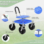 360° Swivel Garden Cart Seat - Adjustable Rolling Gardening Stool with Tool Tray & All-Terrain Wheels
