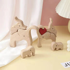 Big & Small Elephant Family Wooden Puzzle Decor