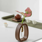 Oval Wood Frame Single Stem Vase