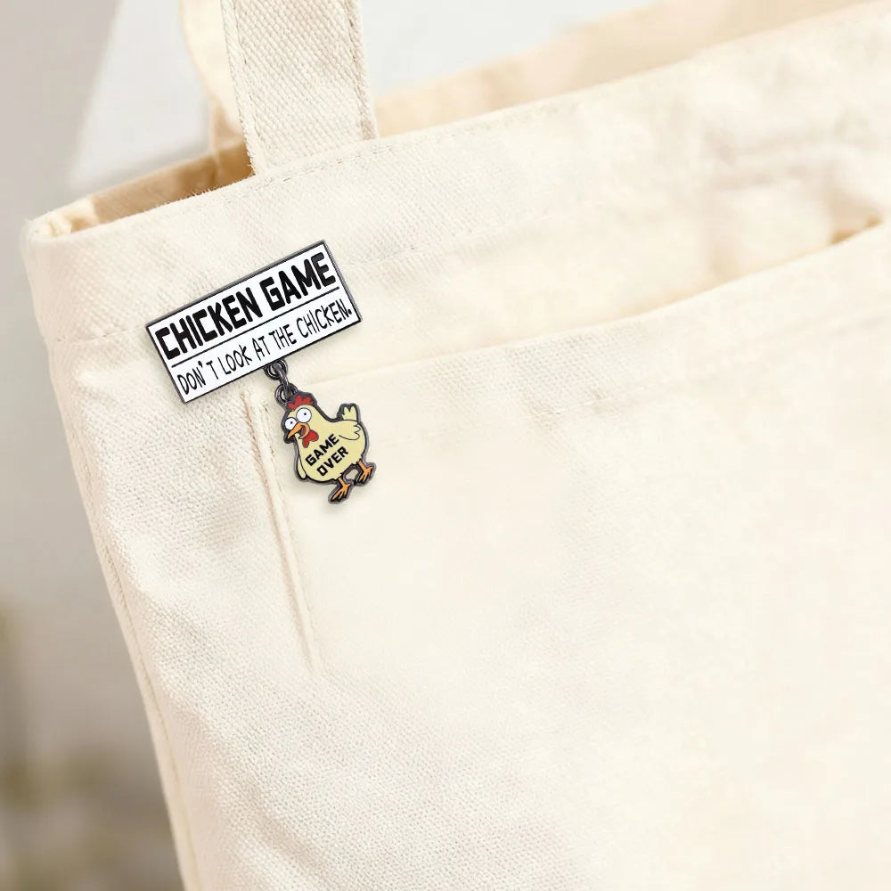 Don't Look at the Chicken Label Pin