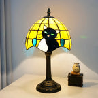 Midnight Cat Stained Glass Table Lamp