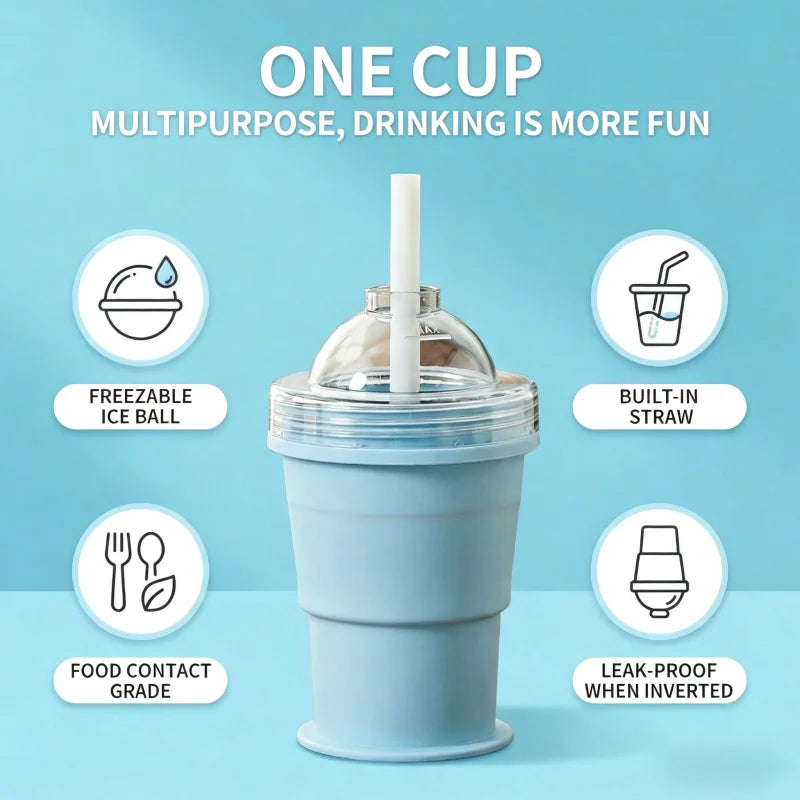 RoundRoll Foldable Silicone Ice Ball Drink Cup