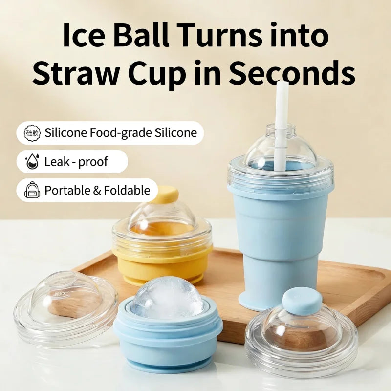 RoundRoll Foldable Silicone Ice Ball Drink Cup