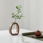 Oval Wood Frame Single Stem Vase