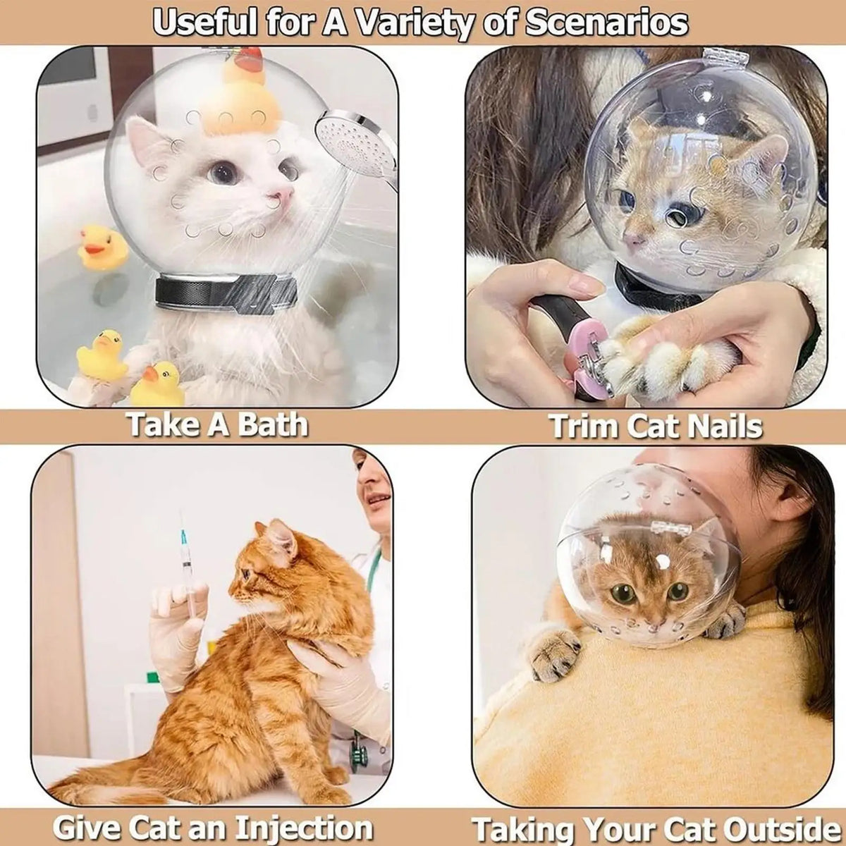 Bubble Cone Transparent Cat Recovery Groom Helmet