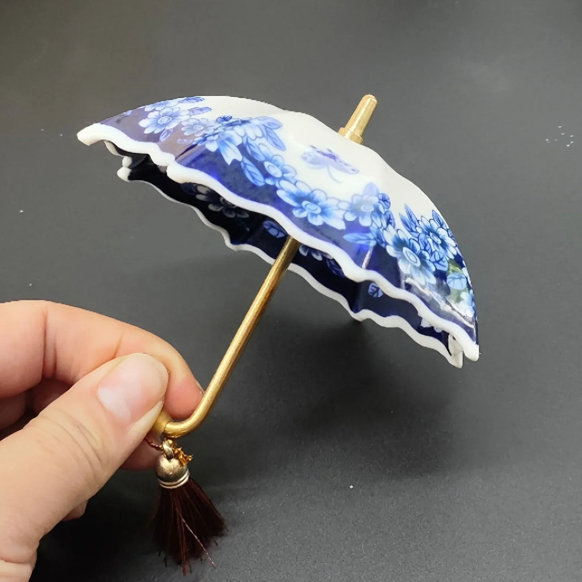 Traditional Floral Ceramic Umbrella Tea Strainer