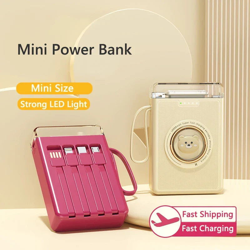 Mini Cute Built-in Cable LED Powerbank