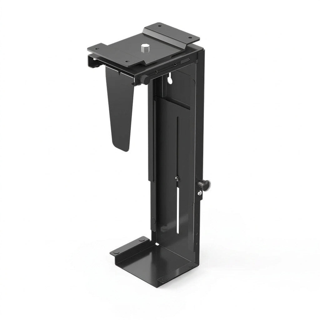 Adjustable Under-Desk CPU Holder – Clamp or Side-Mount Computer Tower Bracket for Standing Desks, Space Saving and Organized Workstations