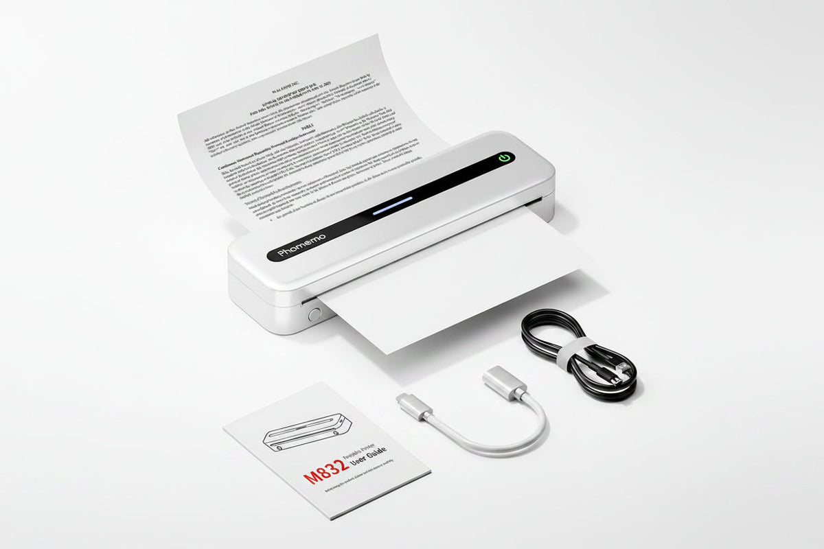 Portable Bluetooth Thermal Printer - Wireless Inkless A4 Mobile Printer for Travel, Business Documents and Home Office Use