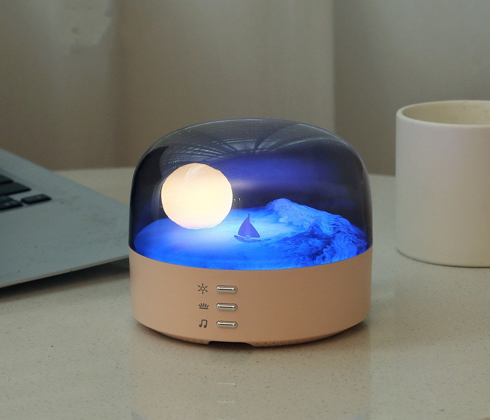 Bluetooth Music Box Portable Speaker – High Quality Sound Effects Wireless Mini Bluetooth Speaker with Ambient Light Strip and Soft Dimming Glow