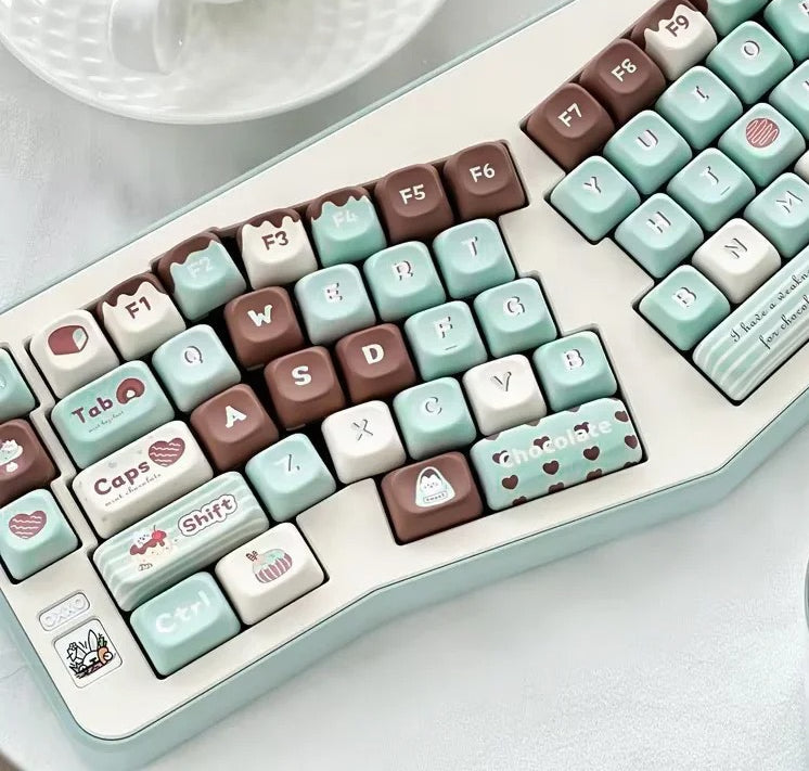 SOA Mint Chocolate Mechanical Keyboard Keycaps – 152 Keys PBT Dye Sublimation Custom Keycap Set for 61–108 Mechanical Keyboards