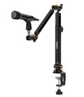 Adjustable Mic Boom Arm Desk Mount – 360° Swivel Microphone Stand with Detachable Riser Column for Streaming, Podcasting & Studio Recording