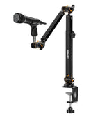 Adjustable Mic Boom Arm Desk Mount – 360° Swivel Microphone Stand with Detachable Riser Column for Streaming, Podcasting & Studio Recording